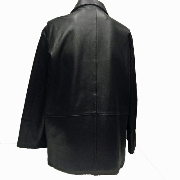 Perry Ellis PORTFOLIO Black Soft‎ Leather Fully Lined 3/4 Coat - Picture 5 of 7